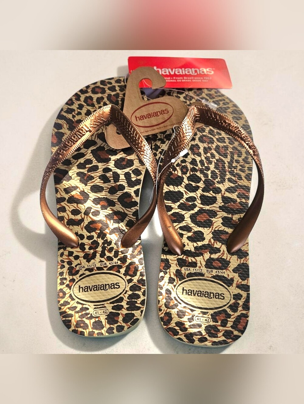 Havaianas 11/12 Top Animals Flip-Flops in a Leopard Print Pattern - Picture 7 of 7